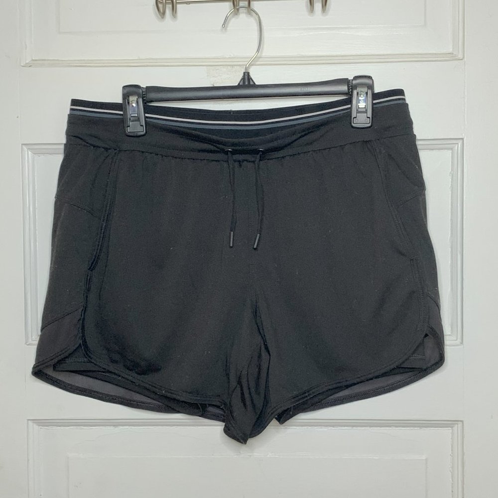 Avia Black Running Active Workout Shorts w/ Spandex Bike Liner Size L (12-14)